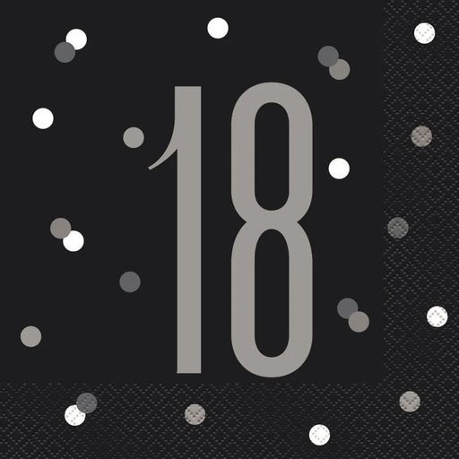 Age 18 Napkins - Black The Ultimate Balloon And Party Shop Cheltenham & Gloucester Balloons & Fancy Dress 