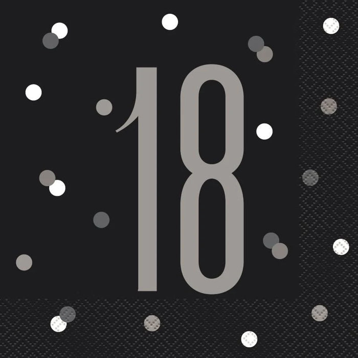 Age 18 Napkins - Black The Ultimate Balloon And Party Shop Cheltenham & Gloucester Balloons & Fancy Dress 
