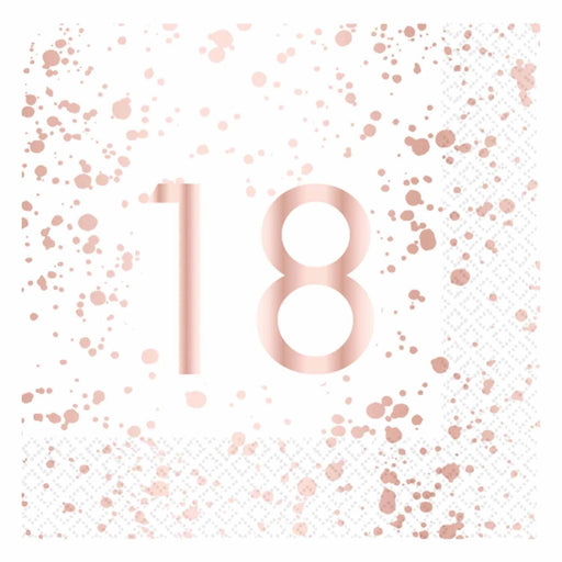 Age 18 Napkins - Rose Gold Sparkle The Ultimate Balloon And Party Shop Cheltenham & Gloucester Balloons & Fancy Dress 