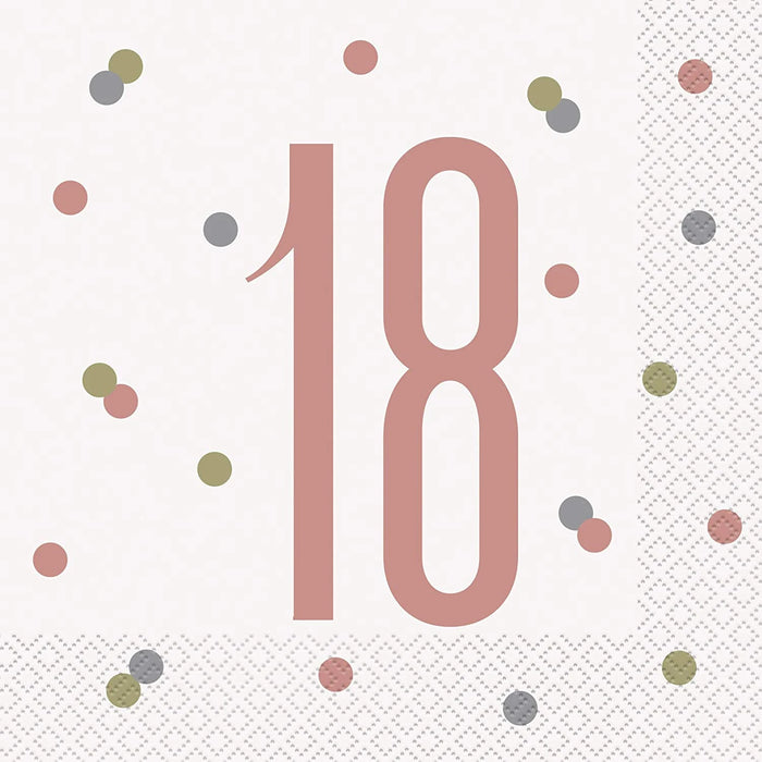 Age 18 Napkins - Rose Gold The Ultimate Balloon And Party Shop Cheltenham & Gloucester Balloons & Fancy Dress 