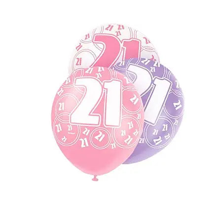 Age 21 Asst Birthday Balloons 6 Pack The Ultimate Balloon And Party Shop Cheltenham & Gloucester Balloons & Fancy Dress 