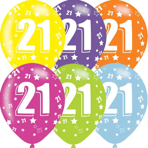 Age 21 Asst Birthday Balloons 6 Pack The Ultimate Balloon And Party Shop Cheltenham & Gloucester Balloons & Fancy Dress 
