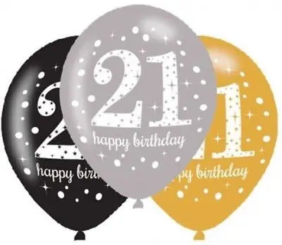Age 21 Birthday Asst Colour Balloons 6 Pack The Ultimate Balloon And Party Shop Cheltenham & Gloucester Balloons & Fancy Dress 