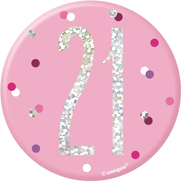 Age 21 Birthday Badge - Pink The Ultimate Balloon And Party Shop Cheltenham & Gloucester Balloons & Fancy Dress 