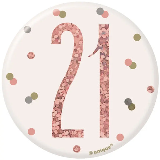 Age 21 Birthday Badge - Rose Gold The Ultimate Balloon And Party Shop Cheltenham & Gloucester Balloons & Fancy Dress 