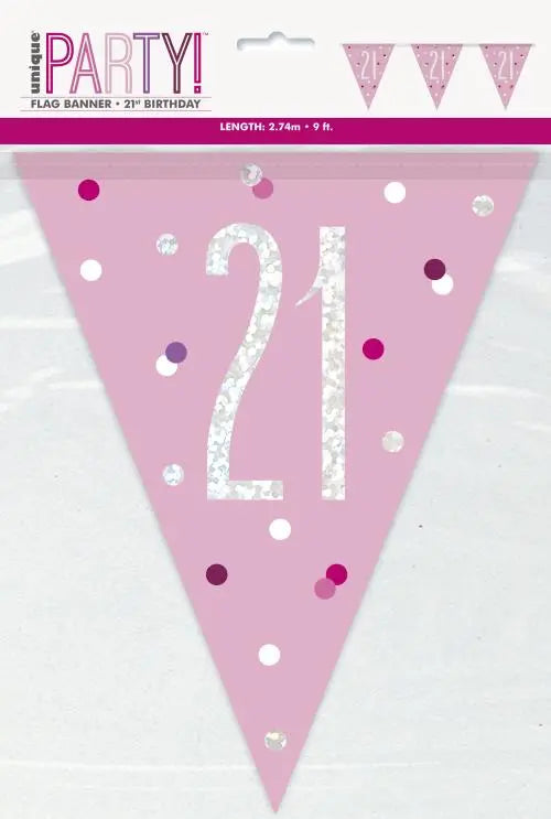 Age 21 Bunting - Pink The Ultimate Balloon And Party Shop Cheltenham & Gloucester Balloons & Fancy Dress 