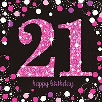 Age 21 Napkins - Black and Pink The Ultimate Balloon And Party Shop Cheltenham & Gloucester Balloons & Fancy Dress 