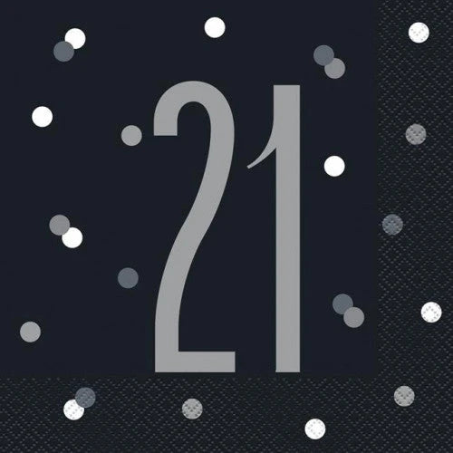 Age 21 Napkins - Black The Ultimate Balloon And Party Shop Cheltenham & Gloucester Balloons & Fancy Dress 