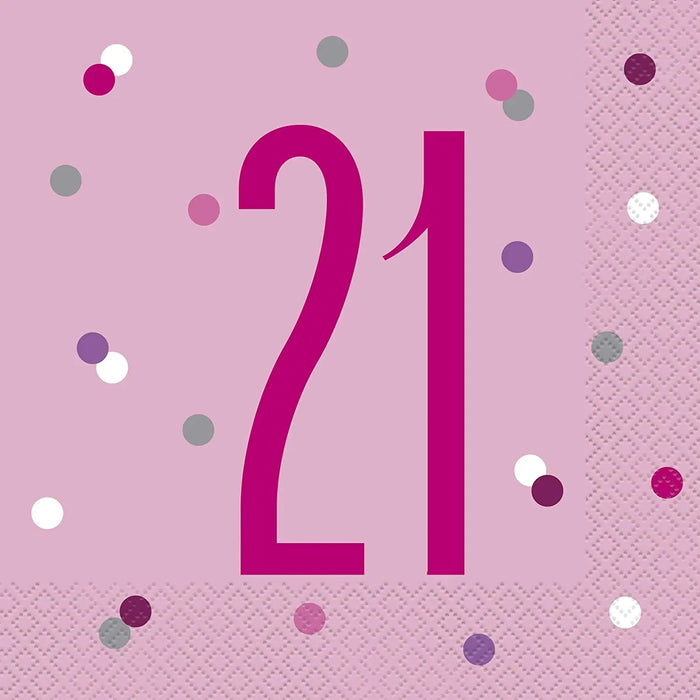 Age 21 Napkins - Pink The Ultimate Balloon And Party Shop Cheltenham & Gloucester Balloons & Fancy Dress 