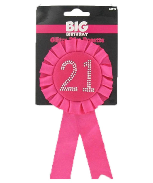 Age 21 Rosette - Pink And Silver The Ultimate Balloon And Party Shop Cheltenham & Gloucester Balloons & Fancy Dress 