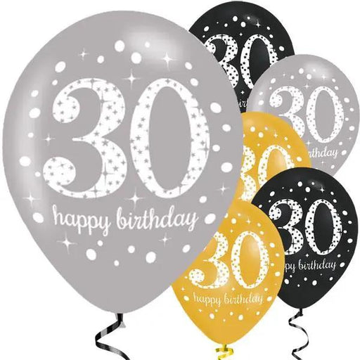 Age 30 Birthday Asst Colour Balloons 6 Pack The Ultimate Balloon And Party Shop Cheltenham & Gloucester Balloons & Fancy Dress 