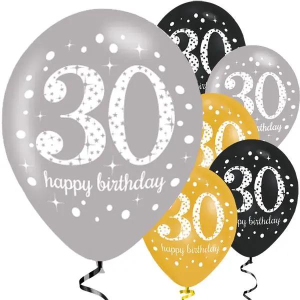 Age 30 Birthday Asst Colour Balloons 6 Pack The Ultimate Balloon And Party Shop Cheltenham & Gloucester Balloons & Fancy Dress 