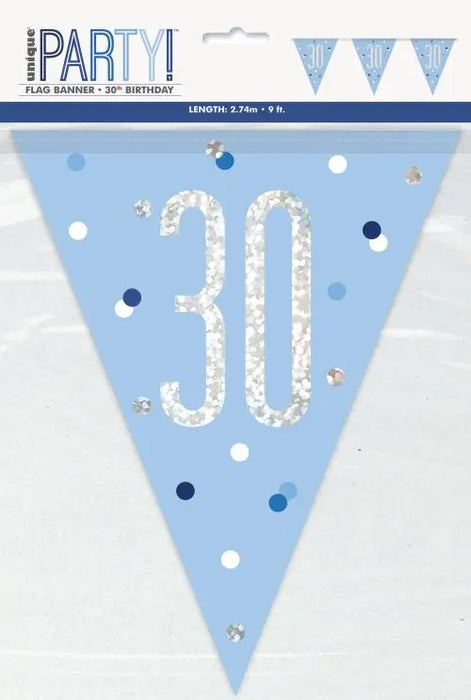 Age 30 Bunting - Blue The Ultimate Balloon And Party Shop Cheltenham & Gloucester Balloons & Fancy Dress 