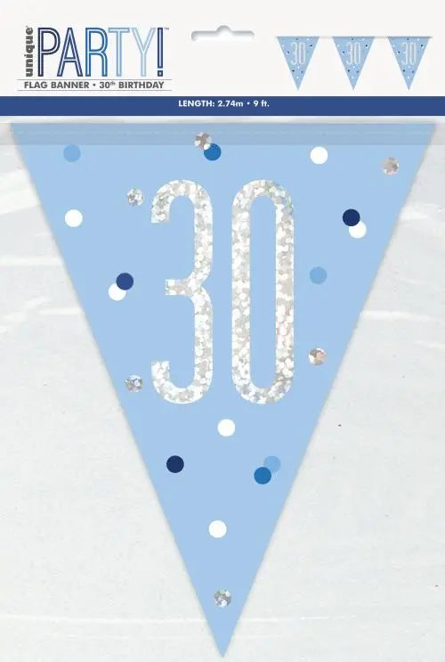 Age 30 Bunting - Blue The Ultimate Balloon And Party Shop Cheltenham & Gloucester Balloons & Fancy Dress 