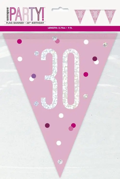 Age 30 Bunting - Pink The Ultimate Balloon And Party Shop Cheltenham & Gloucester Balloons & Fancy Dress 