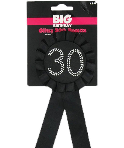 Age 30 Rosette - Black And Silver The Ultimate Balloon And Party Shop Cheltenham & Gloucester Balloons & Fancy Dress 