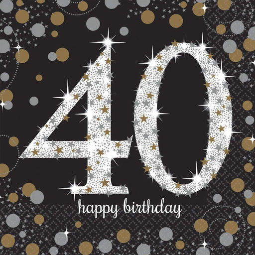 Age 40 Napkins - Black and Gold The Ultimate Balloon And Party Shop Cheltenham & Gloucester Balloons & Fancy Dress 