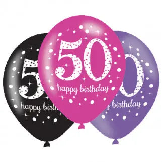 Age 50 Birthday Asst Colour Balloons 6 Pack The Ultimate Balloon And Party Shop Cheltenham & Gloucester Balloons & Fancy Dress 