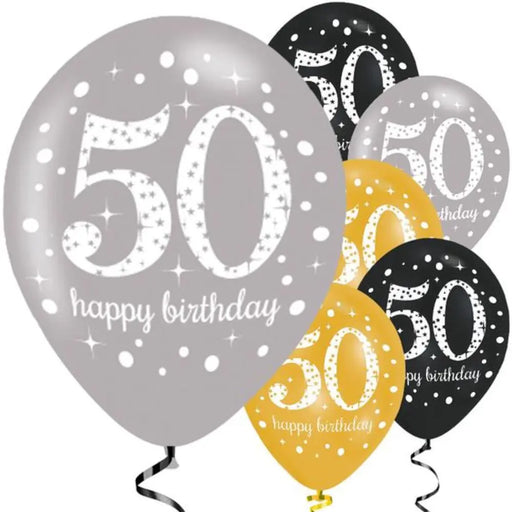 Age 50 Birthday Asst Colour Balloons 6 Pack The Ultimate Balloon And Party Shop Cheltenham & Gloucester Balloons & Fancy Dress 