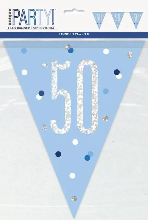 Age 50 Bunting - Blue The Ultimate Balloon And Party Shop Cheltenham & Gloucester Balloons & Fancy Dress 