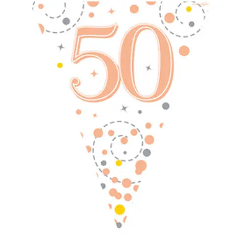Age 50 Bunting - Rose Gold The Ultimate Balloon And Party Shop Cheltenham & Gloucester Balloons & Fancy Dress 