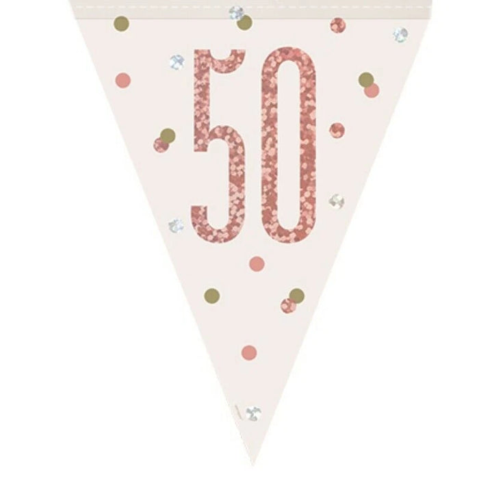 Age 50 Bunting - Rose Gold The Ultimate Balloon And Party Shop Cheltenham & Gloucester Balloons & Fancy Dress 