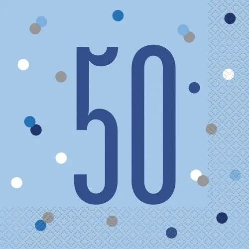 Age 50 Napkins - Light Blue Dots The Ultimate Balloon And Party Shop Cheltenham & Gloucester Balloons & Fancy Dress 