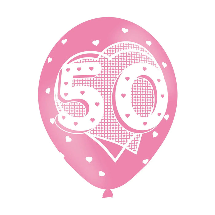 Age 50 Pink Birthday Balloons 6 Pack The Ultimate Balloon And Party Shop Cheltenham & Gloucester Balloons & Fancy Dress 