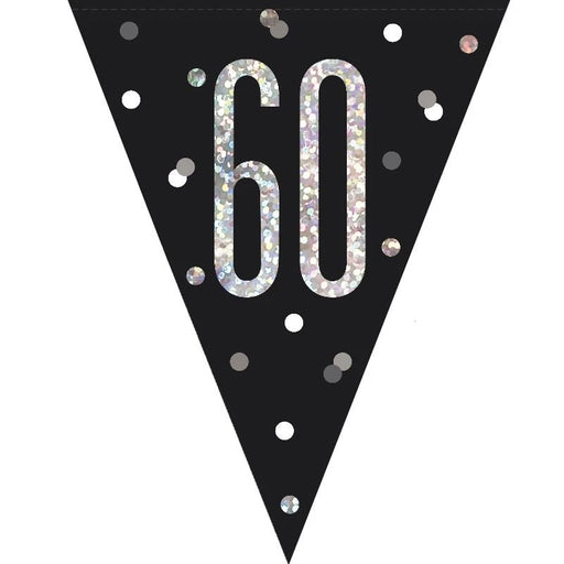 Age 60 Bunting - Black Glitz The Ultimate Balloon And Party Shop Cheltenham & Gloucester Balloons & Fancy Dress 