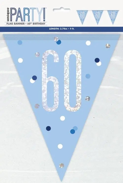 Age 60 Bunting - Blue The Ultimate Balloon And Party Shop Cheltenham & Gloucester Balloons & Fancy Dress 