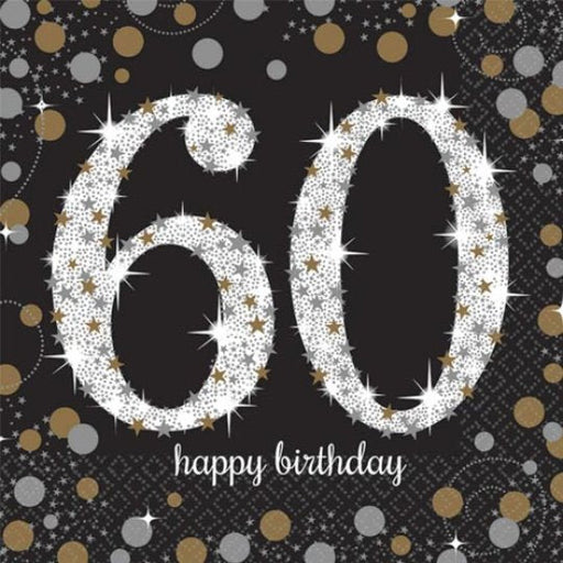 Age 60 Napkins - Black and Gold The Ultimate Balloon And Party Shop Cheltenham & Gloucester Balloons & Fancy Dress 