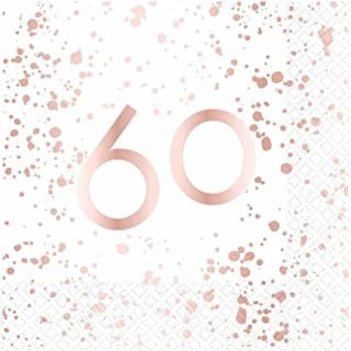 Age 60 Napkins - Rose Gold Sparkle The Ultimate Balloon And Party Shop Cheltenham & Gloucester Balloons & Fancy Dress 