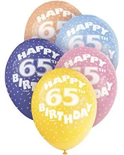 Age 65 Asst Birthday Balloons 5 Pack The Ultimate Balloon And Party Shop Cheltenham & Gloucester Balloons & Fancy Dress 