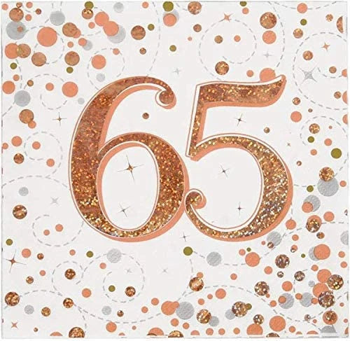 Age 65 Napkins - Rose Gold Glitz The Ultimate Balloon And Party Shop Cheltenham & Gloucester Balloons & Fancy Dress 