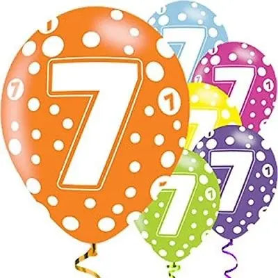 Age 7 Asst Birthday Balloons 6 Pack The Ultimate Balloon And Party Shop Cheltenham & Gloucester Balloons & Fancy Dress 