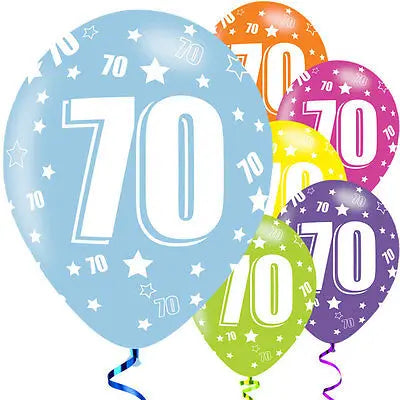 Age 70 Asst Birthday Balloons 6 Pack The Ultimate Balloon And Party Shop Cheltenham & Gloucester Balloons & Fancy Dress 