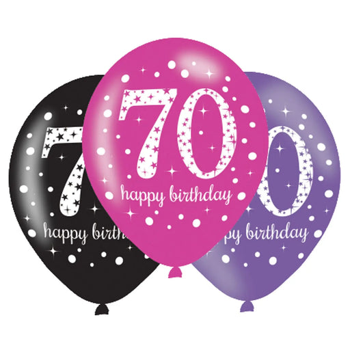 Age 70 Birthday Asst Colour Balloons 6 Pack The Ultimate Balloon And Party Shop Cheltenham & Gloucester Balloons & Fancy Dress 