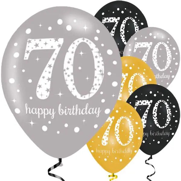 Age 70 Birthday Asst Colour Balloons 6 Pack The Ultimate Balloon And Party Shop Cheltenham & Gloucester Balloons & Fancy Dress 