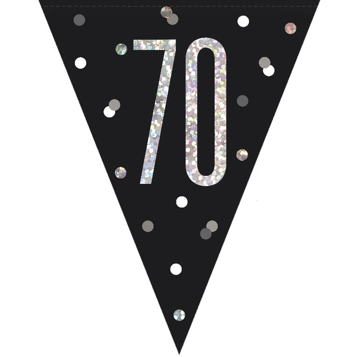 Age 70 Bunting - Black Glitz The Ultimate Balloon And Party Shop Cheltenham & Gloucester Balloons & Fancy Dress 