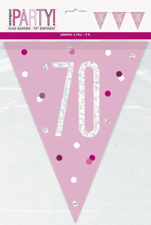 Age 70 Bunting - Pink The Ultimate Balloon And Party Shop Cheltenham & Gloucester Balloons & Fancy Dress 
