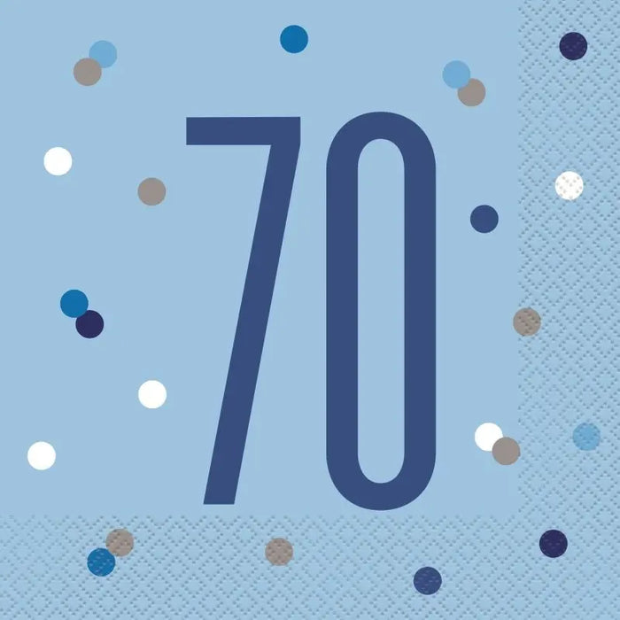 Age 70 Napkins - Blue The Ultimate Balloon And Party Shop Cheltenham & Gloucester Balloons & Fancy Dress 