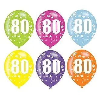 Age 80 Asst Birthday Balloons 6 Pack The Ultimate Balloon And Party Shop Cheltenham & Gloucester Balloons & Fancy Dress 