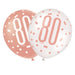 Age 80 Birthday Asst Balloons (6pk) - Rose Gold/White The Ultimate Balloon And Party Shop Cheltenham & Gloucester Balloons & Fancy Dress 