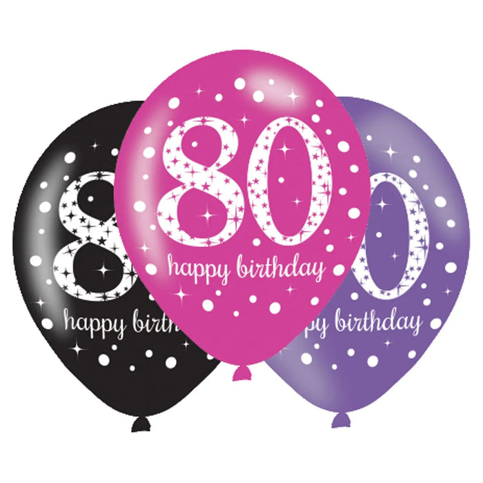 Age 80 Birthday Asst Colour Balloons 6 Pack The Ultimate Balloon And Party Shop Cheltenham & Gloucester Balloons & Fancy Dress 