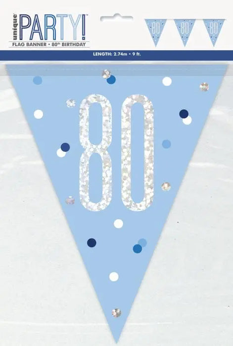 Age 80 Bunting - Blue The Ultimate Balloon And Party Shop Cheltenham & Gloucester Balloons & Fancy Dress 
