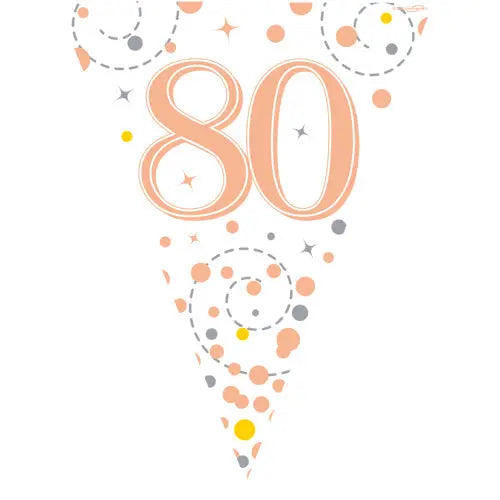 Age 80 Bunting - Rose Gold The Ultimate Balloon And Party Shop Cheltenham & Gloucester Balloons & Fancy Dress 