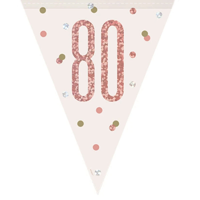 Age 80 Bunting - Rose Gold The Ultimate Balloon And Party Shop Cheltenham & Gloucester Balloons & Fancy Dress 