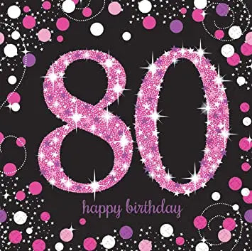 Age 80 Napkins - Black and Hot Pink The Ultimate Balloon And Party Shop Cheltenham & Gloucester Balloons & Fancy Dress 