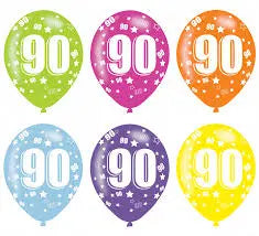 Age 90 Asst Birthday Balloons 6 Pack The Ultimate Balloon And Party Shop Cheltenham & Gloucester Balloons & Fancy Dress 