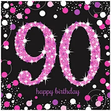 Age 90 Napkins - Black and Hot Pink The Ultimate Balloon And Party Shop Cheltenham & Gloucester Balloons & Fancy Dress 